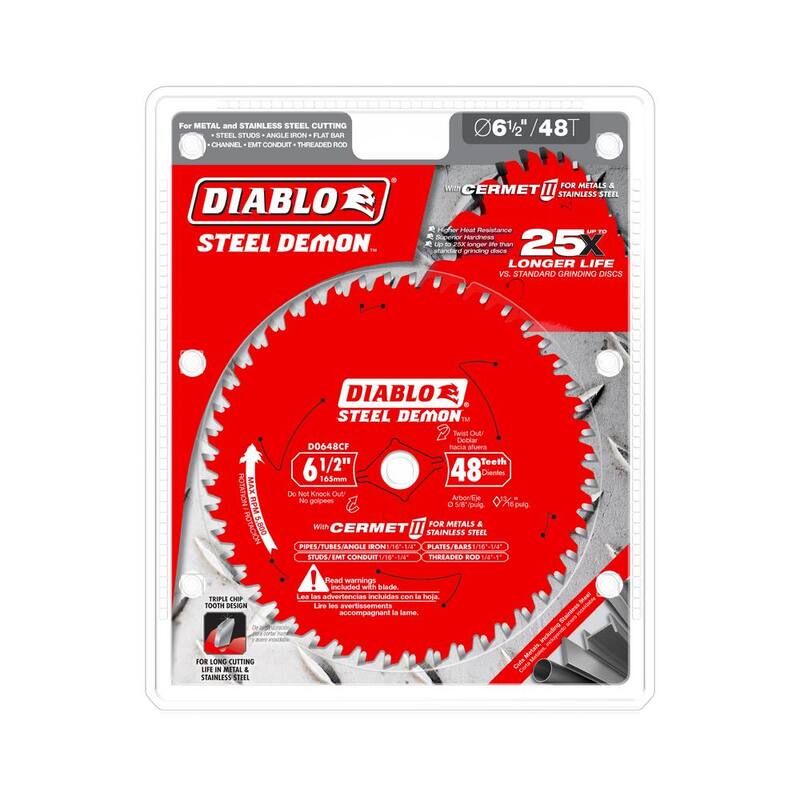 DIABLO Steel Demon 6-1/2 pulg. x 48 dientes Cermet II Hoja de sierra circular para metales y acero inoxidable - D0648CFR