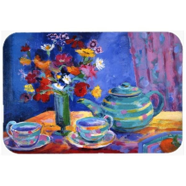 Carolines Treasures Carolines Treasures HWH0010LCB Blue Tea by Wendy Hoile Glass Large Cutting Board - HWH0010LCB