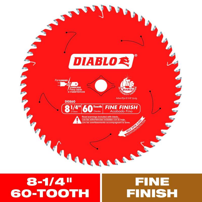 DIABLO 8-1/4 pulgadas x 60 dientes Hoja de sierra circular para acabado fino de madera - D0860X