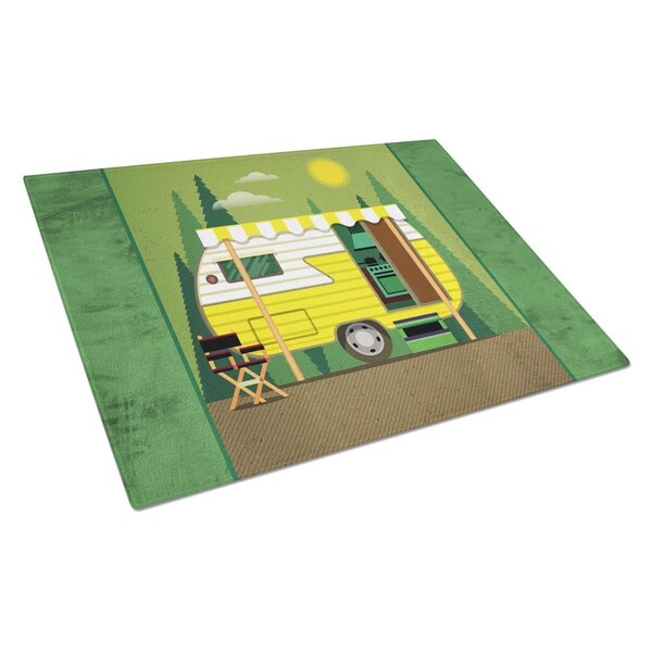 Carolines Treasures Greatest Adventure Retro Camper Glass Cutting Board Large - BB5478LCB