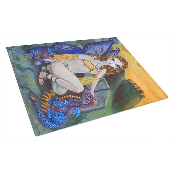 Carolines Treasures Fairy Foundlings Glass Cutting Board Large - 7374LCB