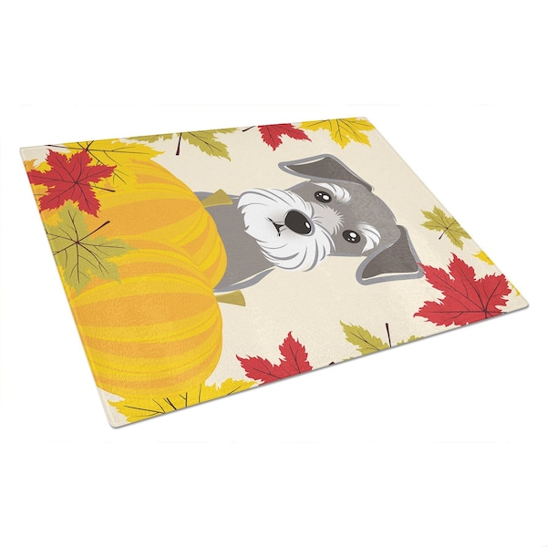 Carolines Treasures Schnauzer Thanksgiving Glass Cutting Board- Large - BB2012LCB