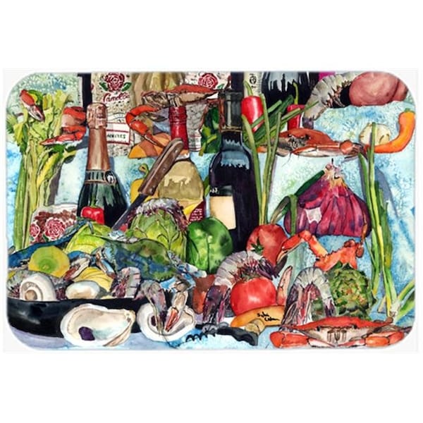Carolines Treasures Carolines Treasures 8915LCB 15 X 12 In. Wine Crab Shrimp and Oysters Glass Cutting Board Large Size - 8915LCB
