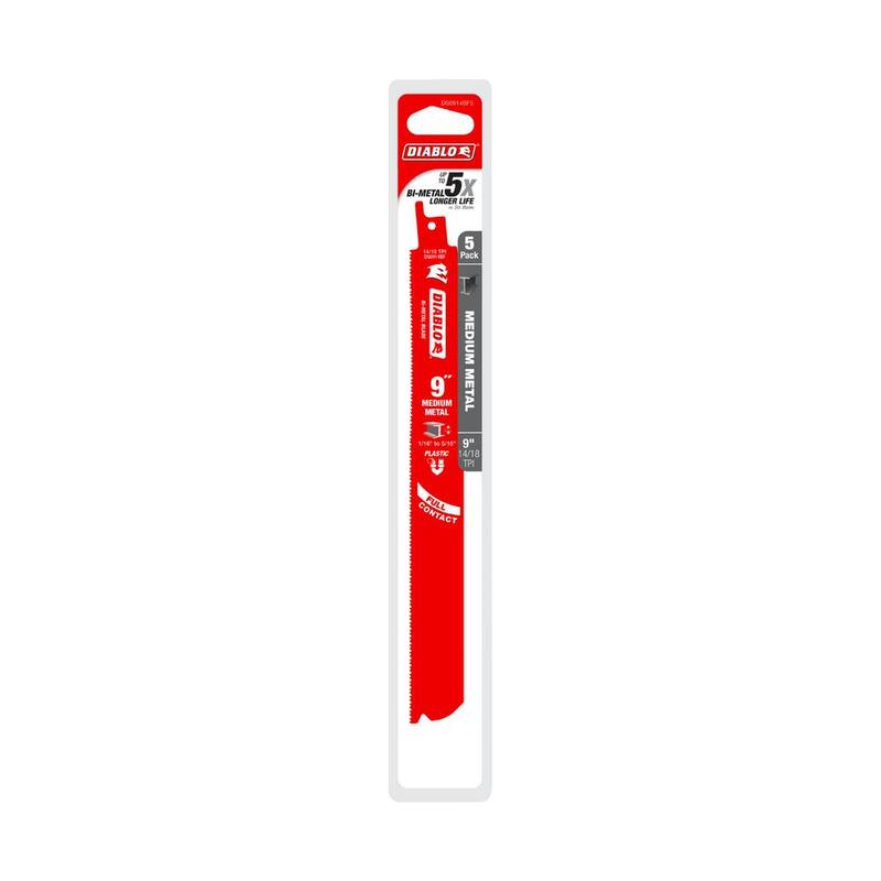 DIABLO 9 pulgadas 14/18 TPI Steel Demon Bi-Metal Hojas para sierra reciproca para corte de metal medio (paquete de 5) - DS0914BF5