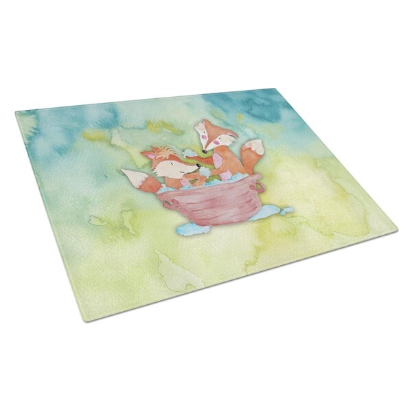 Carolines Treasures Foxes Bathing Watercolor Glass Cutting Board Large - BB7350LCB