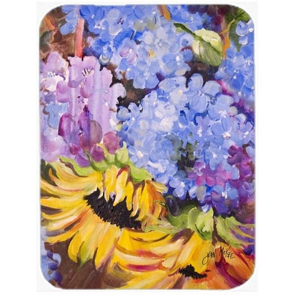 Carolines Treasures Carolines Treasures JMK1175LCB Hydrangeas And Sunflowers Glass Cutting Board; Large - JMK1175LCB