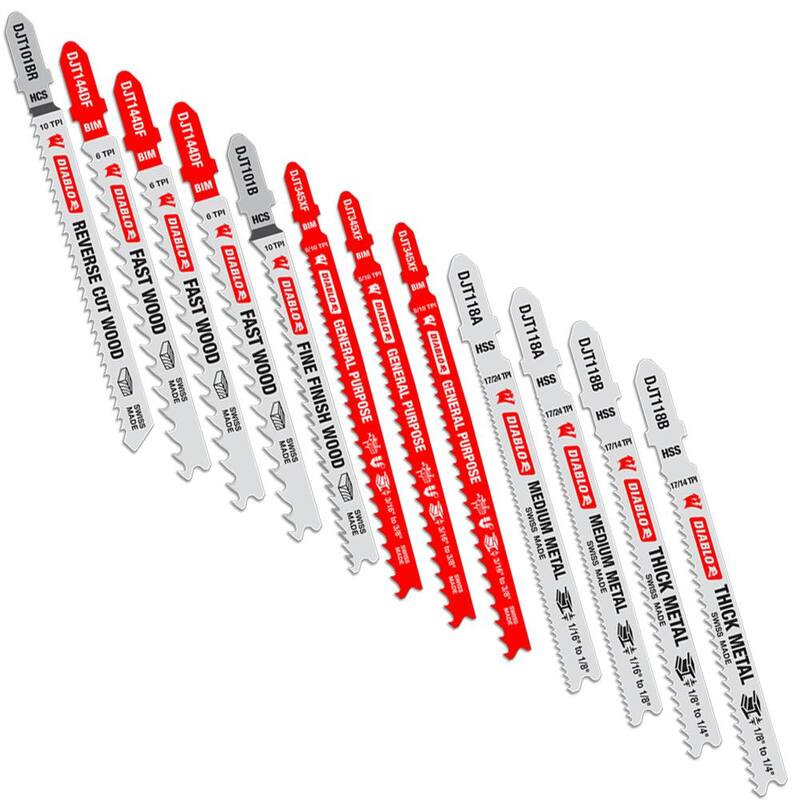 Set de hojas para sierra de calar DIABLO con sistema de montaje en T (12 piezas) - DJT12SP