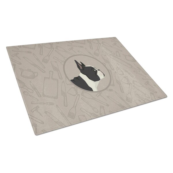 Carolines Treasures French Bulldog in the Kitchen Glass Cutting Board Large - CK2186LCB