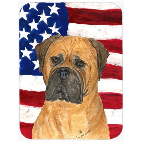 Carolines Treasures Carolines Treasures SS4001LCB USA American Flag With Bullmastiff Glass Cutting Board - Large - SS4001LCB