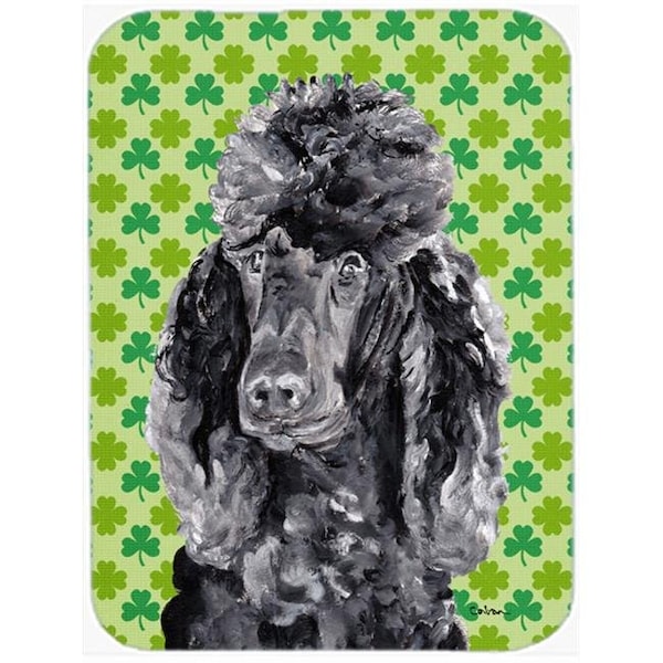 Carolines Treasures Carolines Treasures SC9722LCB Black Standard Poodle Large Size Lucky Shamrock St. Patricks Day Glass Cutting Board - SC9722LCB
