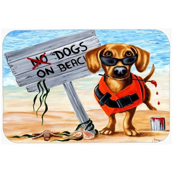 Carolines Treasures Carolines Treasures AMB1341LCB The Dog Beach Dachshund Glass Large Cutting Board - AMB1341LCB