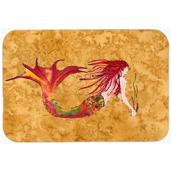 Carolines Treasures Carolines Treasures 8727LCB Ginger Red Headed Mermaid On Gold Glass Cutting Board; Large - 8727LCB