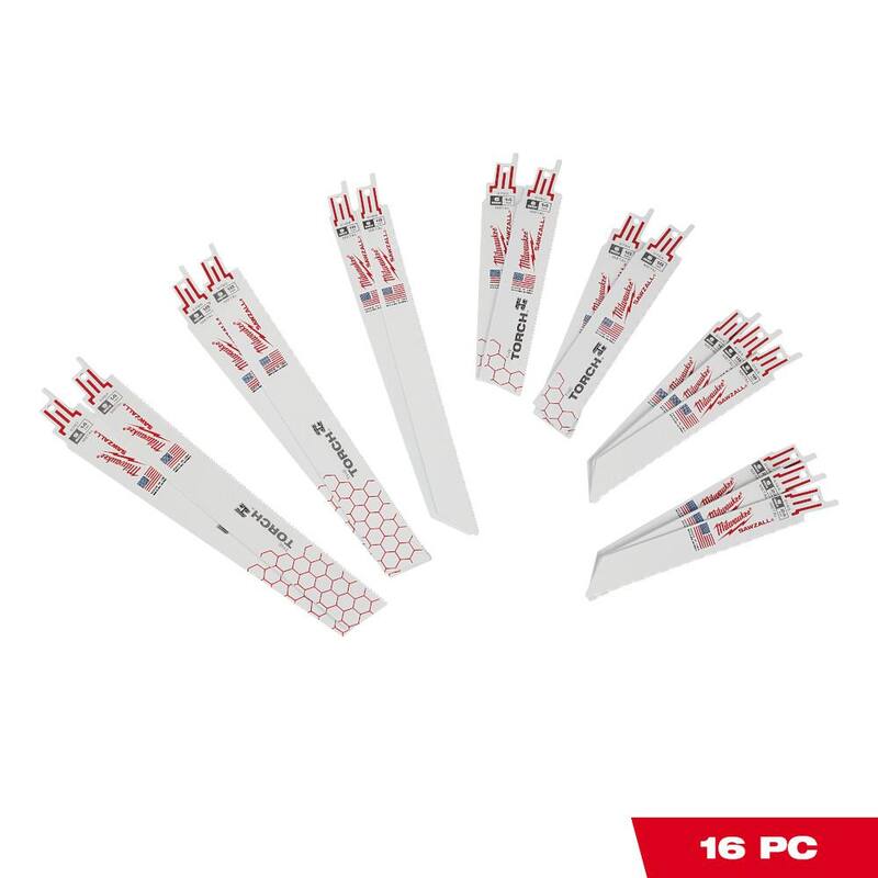 Set de hojas recíprocas de corte de metal bi-metal Milwaukee SAWZALL (16 piezas) - 49-22-1216