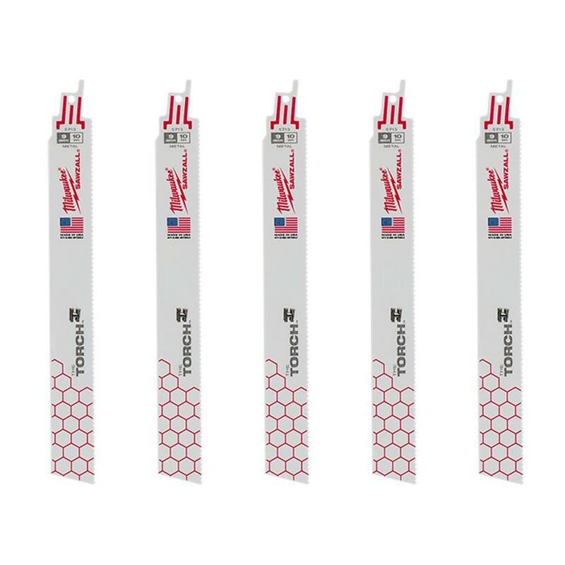 Milwaukee 9 pulgadas 10 TPI TORCH Hoja de Sierra Recíproca para Cortar Metal Grueso (Paquete de 5) - 48-00-5713S
