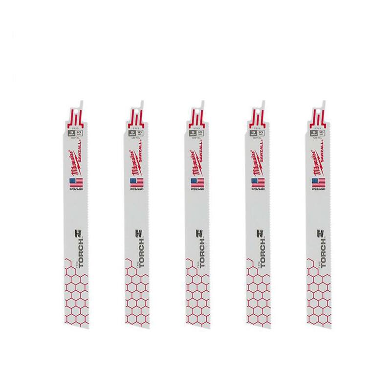 Milwaukee 9 pulgadas 10 TPI TORCH Hoja de Sierra Recíproca para Cortar Metal Grueso (Paquete de 5) - 48-00-5713S