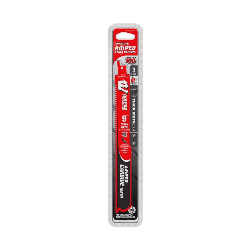 DIABLO 9 pulgadas 8 TPI AMPED Steel Demon Carbide Teeth Reciprocating Saw Blades para Metal Grueso - DS0908CFA3