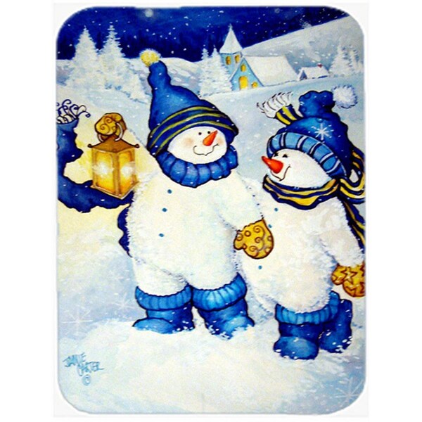 Carolines Treasures PJC1009LCB Follow Me Snowman Glass Cutting Board, Large - PJC1009LCB