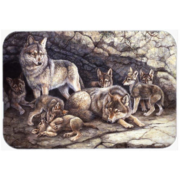 Carolines Treasures BDBA0157LCB Wolf Wolves by the Den Glass Large Cutting Board - BDBA0157LCB