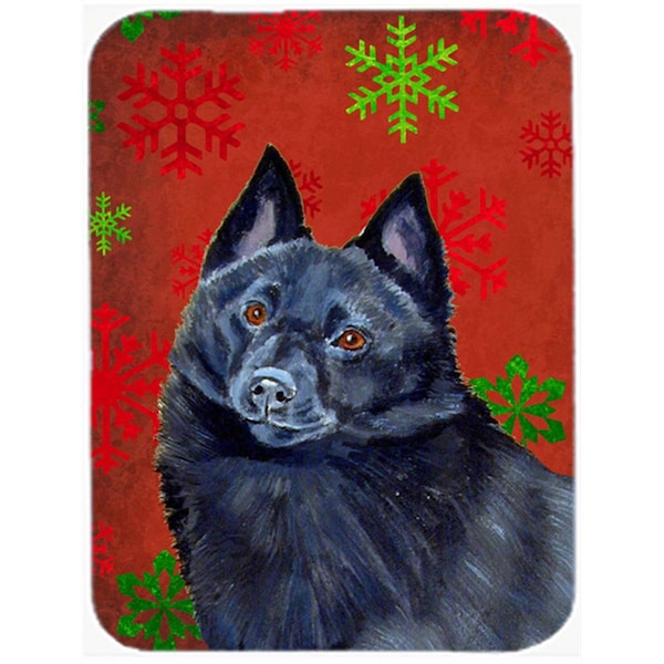 Carolines Treasures Schipperke Red And Green Snowflakes Holiday Christmas Glass Cutting Board - Large - LH9339LCB