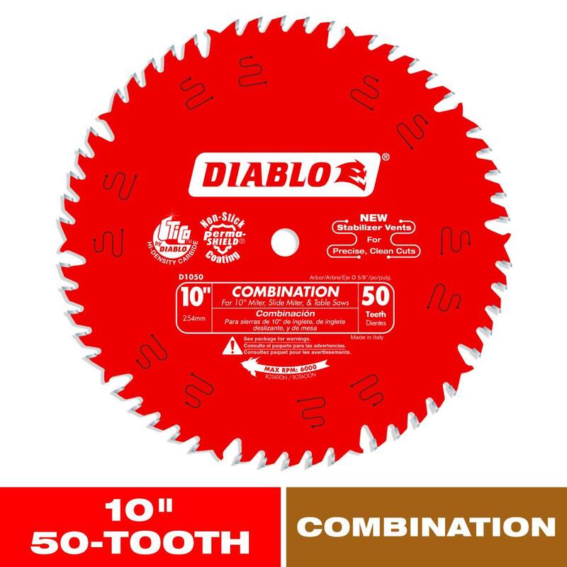 DIABLO 10 pulgadas x 50 Dientes Hoja de Sierra Combinada para Madera - D1050X