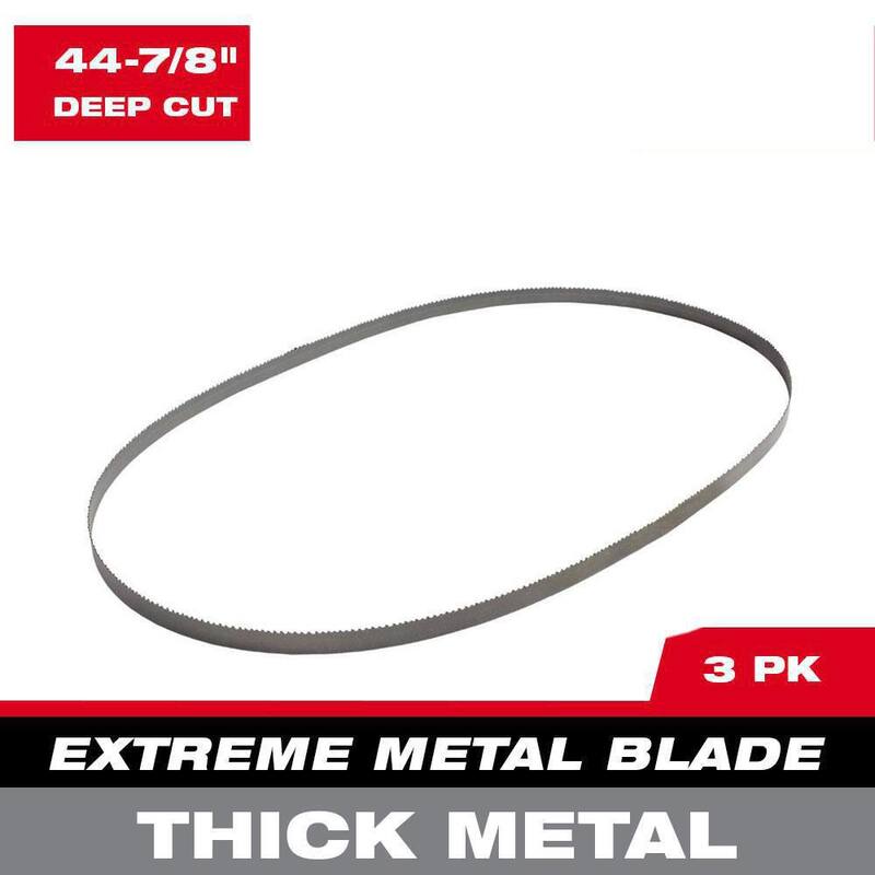 Milwaukee 44-7/8 pulgadas 8/10 TPI Hoja de sierra de cinta de acero de alta velocidad Extreme High Speed Metal Deep Cut (paquete de 3) para M18 FUEL/Con cable - 48-39-0601