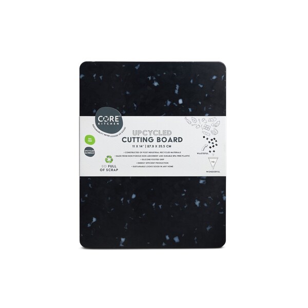 Core Kitchen Recycled Plastic Cutting Board M with Non-Slip Footing - White Confetti on Black - 46365