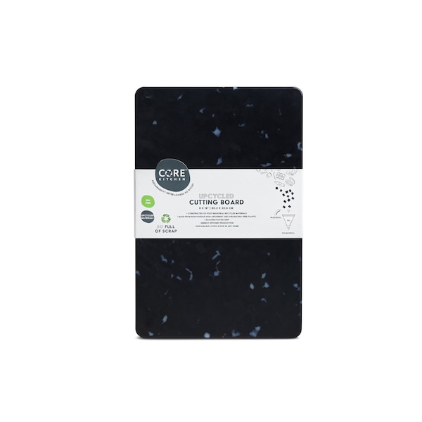 Core Kitchen Recycled Plastic Cutting Board Sm with Non-Slip Footing - White Confetti on Black - 46364
