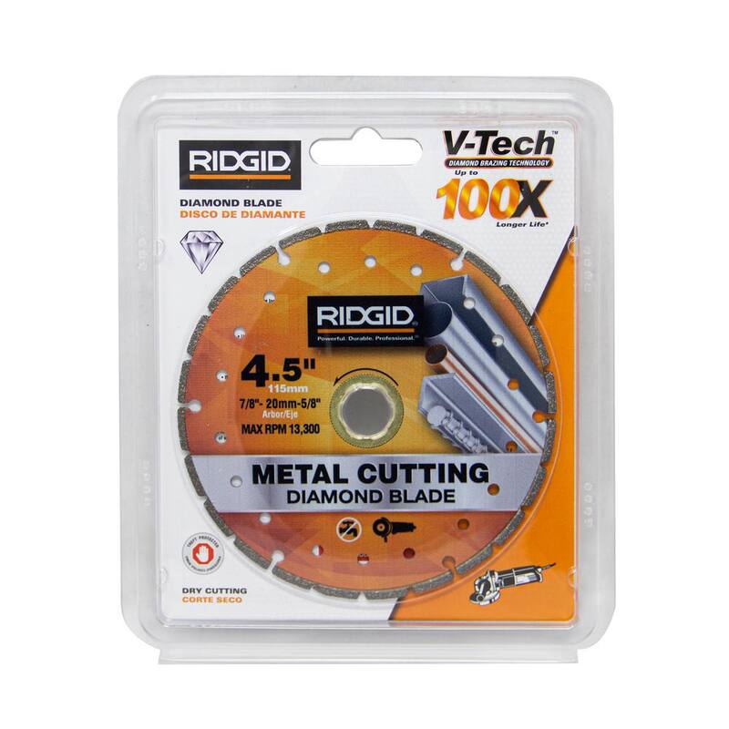 Hoja de sierra de diamante para corte de metal de 4.5 pulgadas con segmentos de borde segmentado RIDGID - HD-MTL45