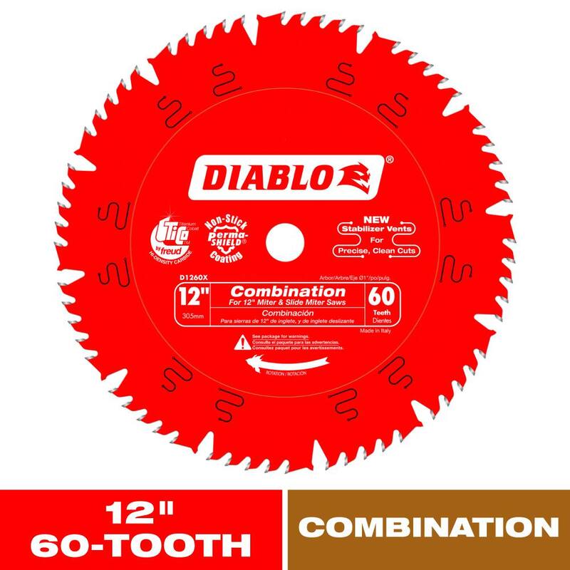 DIABLO Hoja de sierra combinada de 12 pulgadas x 60 dientes para madera - D1260X