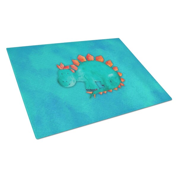 Carolines Treasures Stegosaurus Watercolor Glass Cutting Board Large - BB7399LCB
