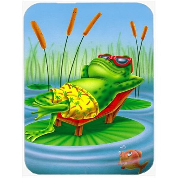 Carolines Treasures Carolines Treasures APH0521LCB Frog Chilaxin on the Lilly Pad Glass Cutting Board; Large - APH0521LCB