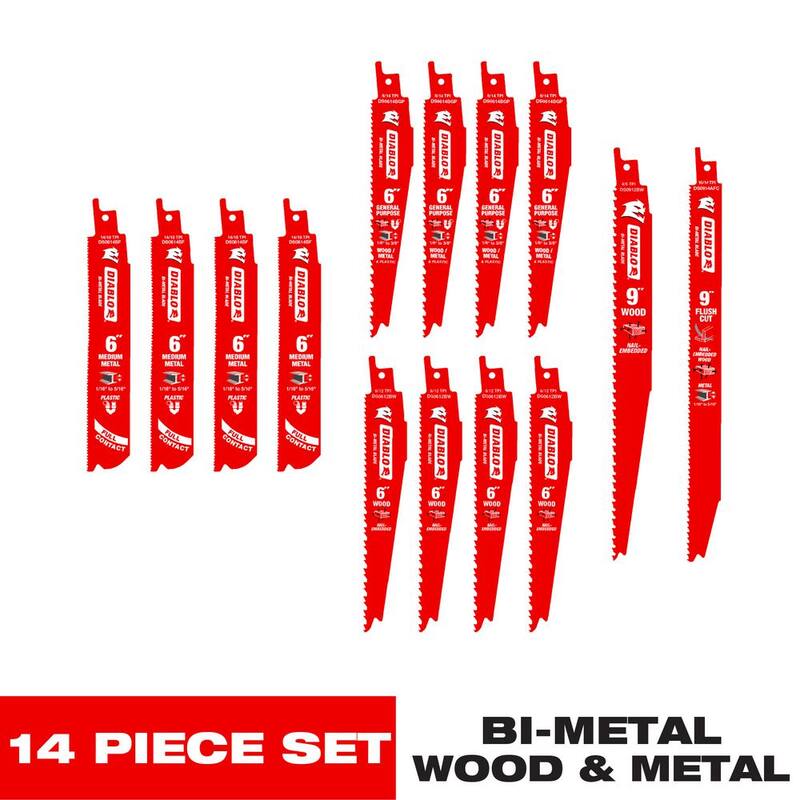 Juego de hojas de sierra reciproca bi-metal DIABLO (14 piezas) - DS0014S