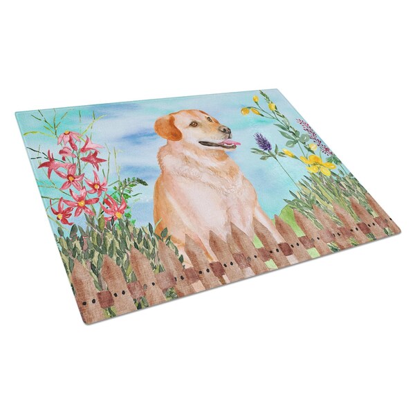 Carolines Treasures Labrador Retriever Spring Glass Cutting Board - Large - CK1276LCB