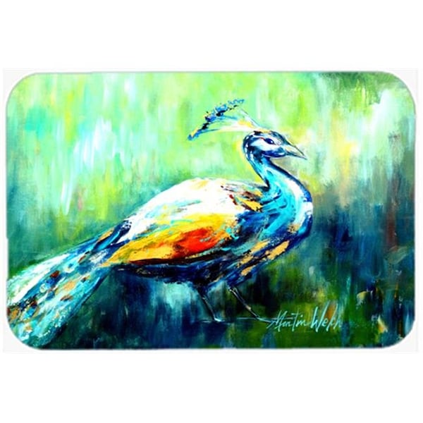 Carolines Treasures Carolines Treasures MW1160LCB Proud Peacock Green Glass Cutting Board - Large - MW1160LCB