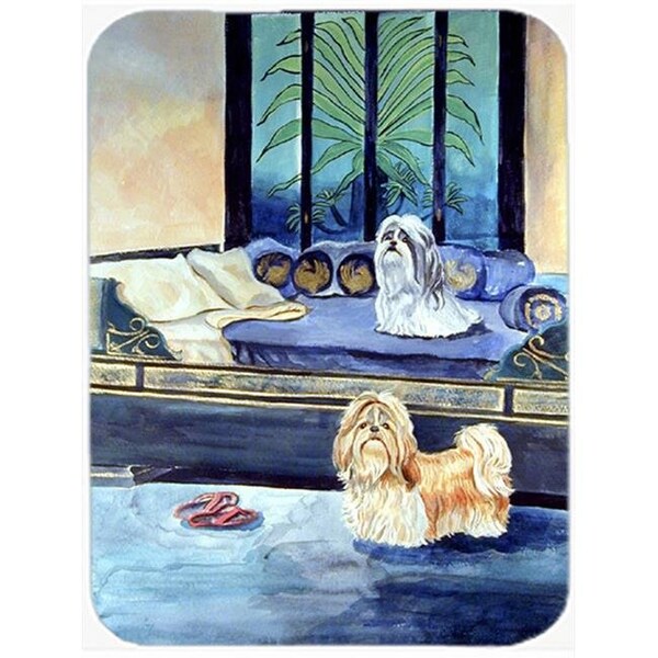 Carolines Treasures Carolines Treasures 7082LCB Shih Tzu Tan and Silver Glass Cutting Board - Large - 7082LCB
