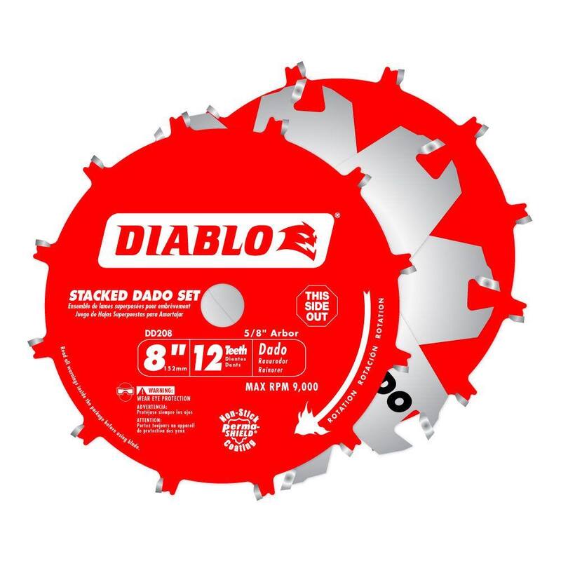 Juego de cuchillas dentadas de carburo apiladas DIABLO de 8 pulgadas x 12 dientes - DD208H