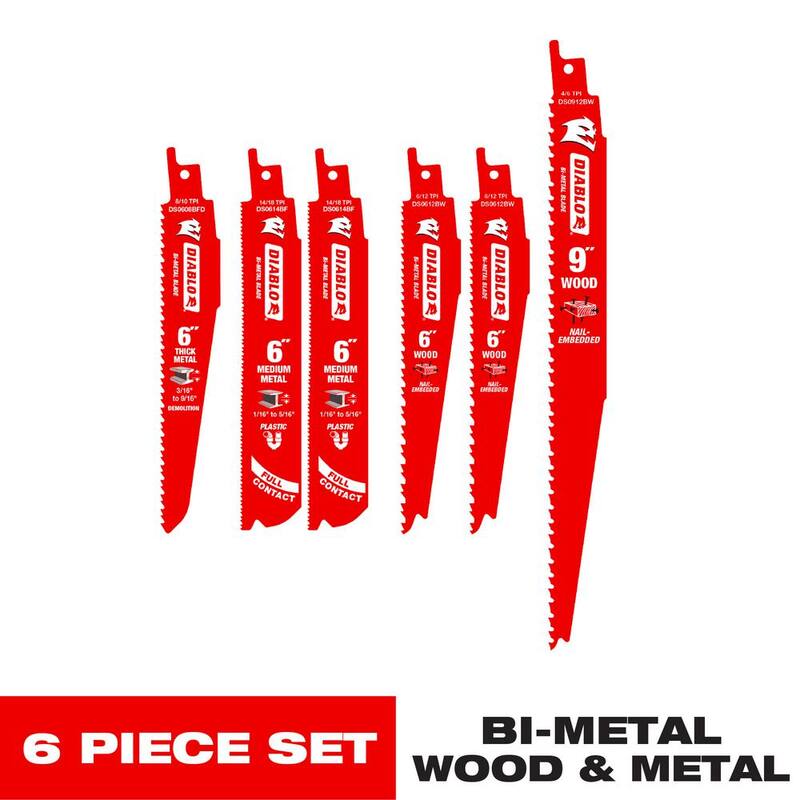 Juego de hojas de sierra reciproca bimetálicas DIABLO (6 piezas) - DS006S