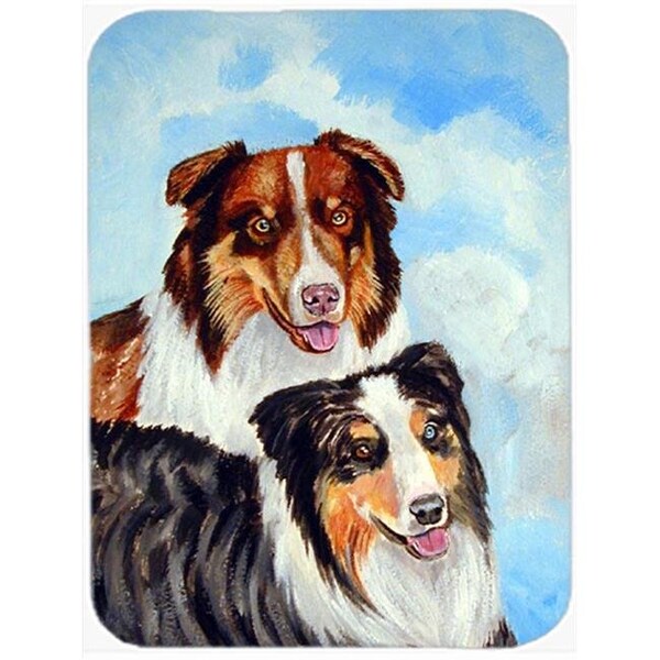 Carolines Treasures Carolines Treasures 7009LCB Australian Shepherd Double Trouble Glass Cutting Board - Large; 15 x 12 in. - 7009LCB