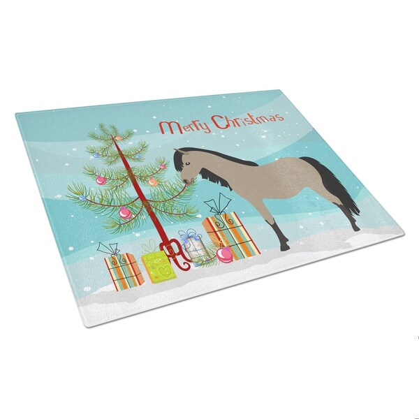 Carolines Treasures Welsh Pony Horse Christmas Glass Cutting Board - Large - BB9277LCB