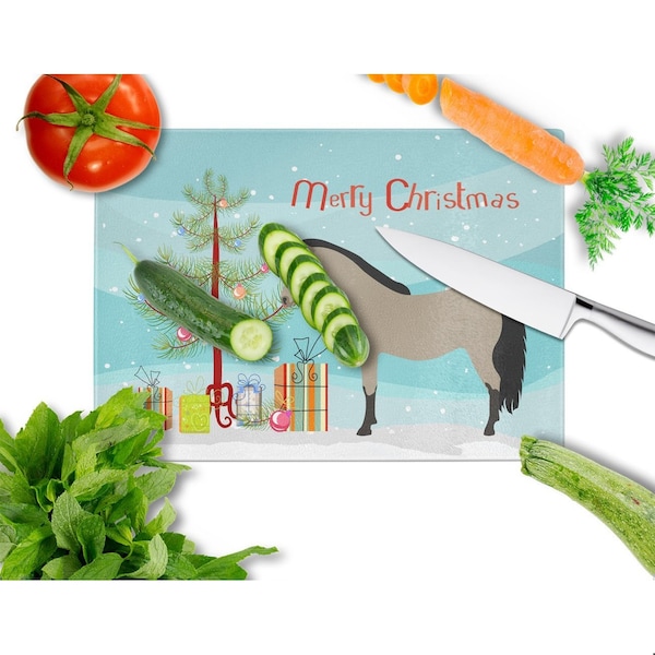 Carolines Treasures Welsh Pony Horse Christmas Glass Cutting Board - Large - BB9277LCB