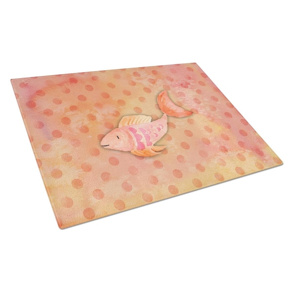 Carolines Treasures Orange Fish Watercolor Glass Cutting Board Large - BB7387LCB