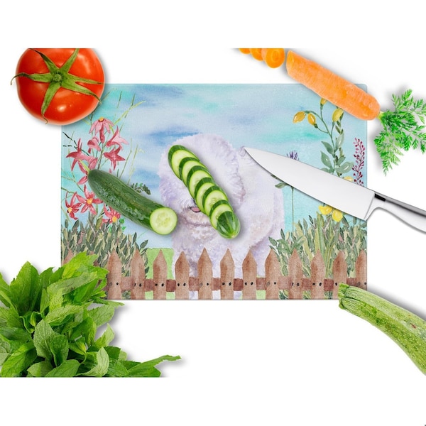 Carolines Treasures Bichon Frise Spring Glass Cutting Board, Large - CK1210LCB