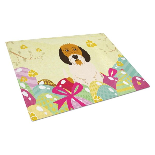 Carolines Treasures Easter Eggs Petit Basset Griffon Veenden Glass Cutting Board Large - BB6079LCB