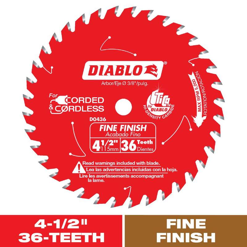 DIABLO 4-1/2 pulgadas x 36 dientes Sierra circular de acabado fino para madera - D0436X