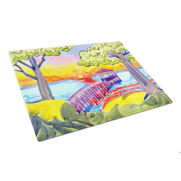 Carolines Treasures 15 x 12 in. Dock at the pier Glass Cutting Board- Large - 6060LCB