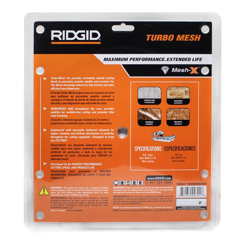Hoja de diamante de aro continuo de malla de 10 pulgadas RIDGID - HD-CM10P