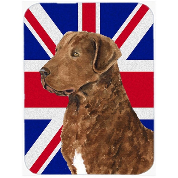 Carolines Treasures Curly Coated Retriever With English Union Jack British Flag Glass Cutting Board - Large - SS4973LCB