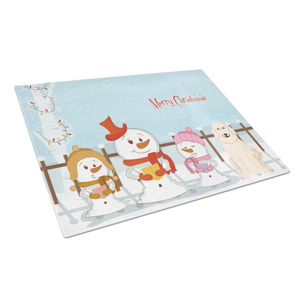 Carolines Treasures Merry Christmas Carolers Great Pyrenese Glass Cutting Board, Large - BB2414LCB