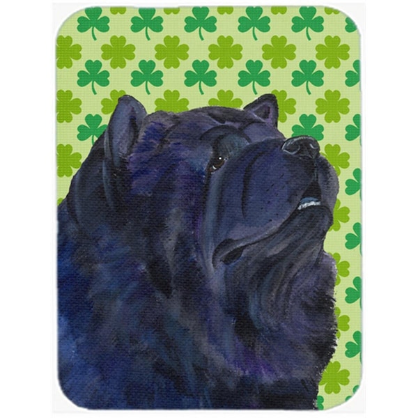 Carolines Treasures Chow Chow St. Patricks Day Shamrock Portrait Glass Cutting Board- Large - SS4432LCB