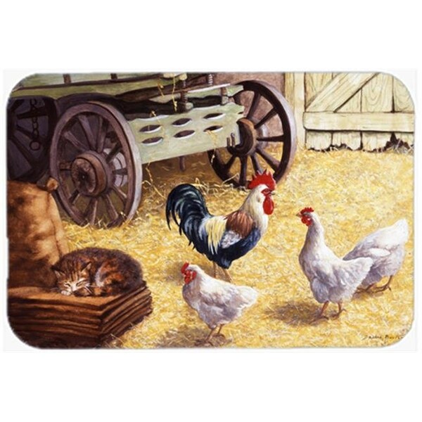 Carolines Treasures Carolines Treasures BDBA0339LCB Rooster & Hens Chickens in the Barn Glass Large Cutting Board - BDBA0339LCB